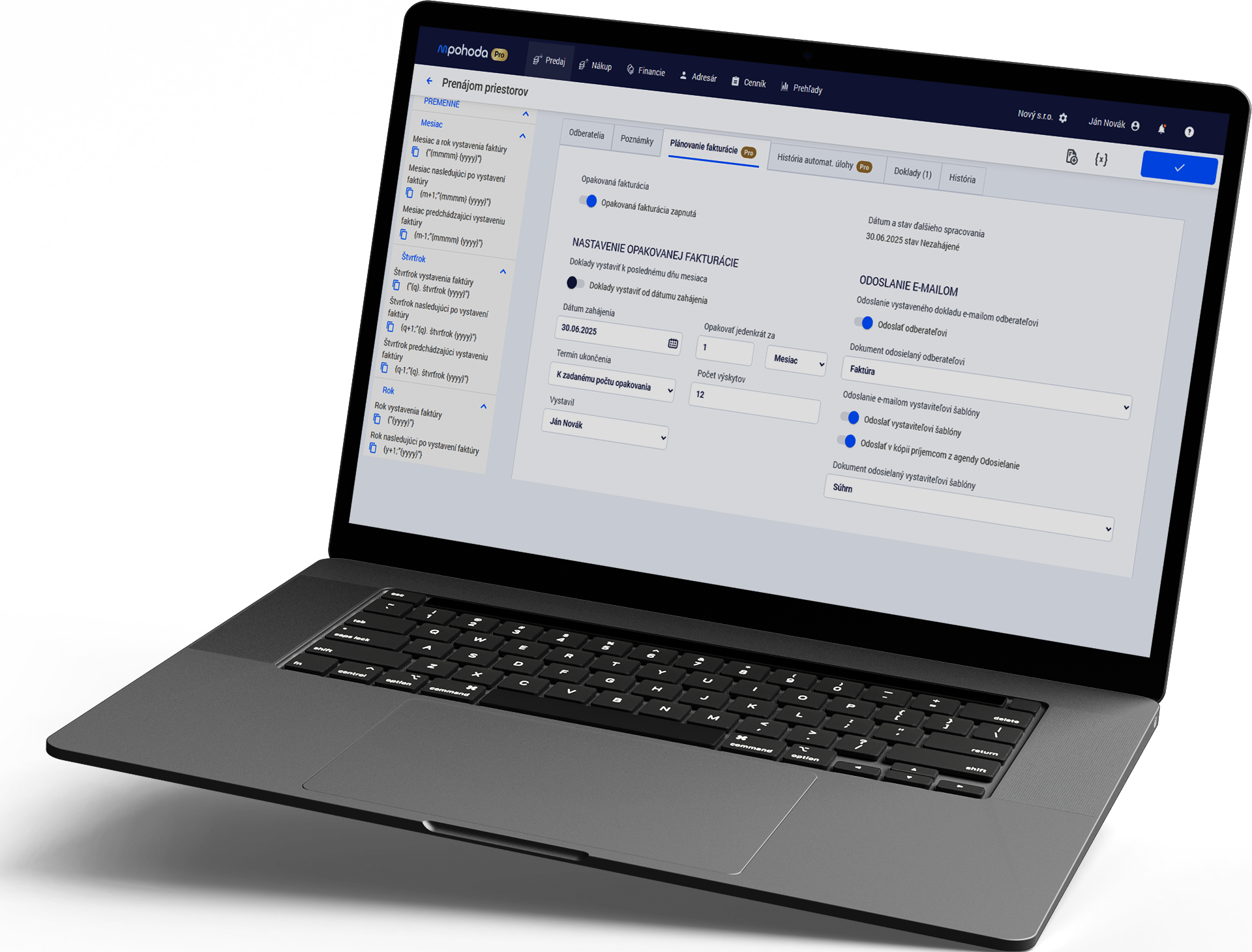 Automatickú fakturáciu si nastavíš na pár kliknutí v šablónach faktúr.