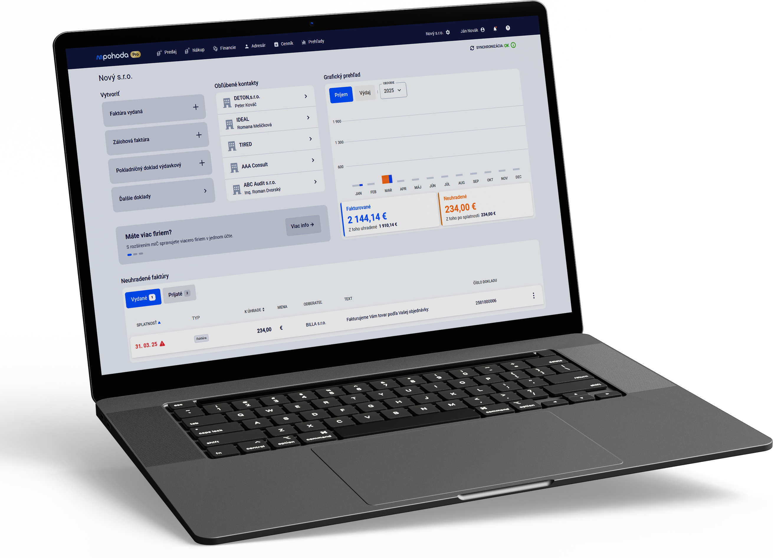 Grafické prehľady ti poskytnú súhrnné informácie o tvojom podnikaní.